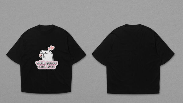 Flork Meme Peace & Love White Dropshoulder T-Shirt