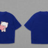 Cute Love Bear Graphic Blue Oversized T-Shirt