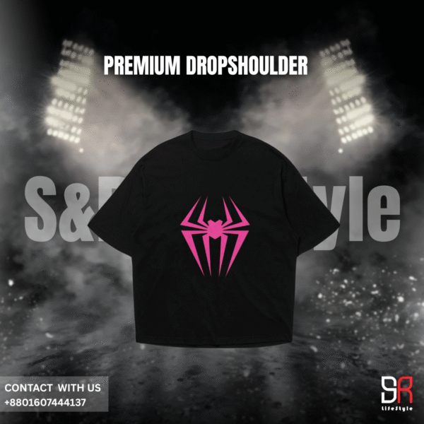 Men's Pink Spider Logo Dropshoulder T-Shirt