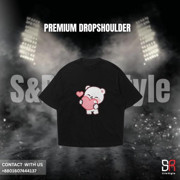 Cute Love Bear Graphic Blue Oversized T-Shirt