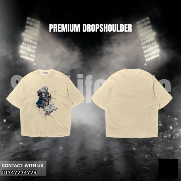 Nordic Warrior Wolf Graphic T-Shirt – Premium Cotton Drop Shoulder
