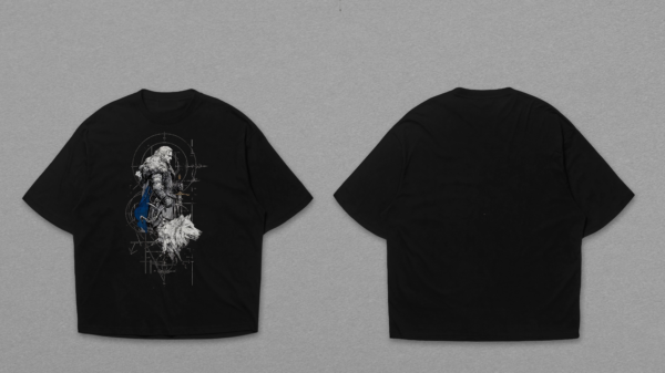 Nordic Warrior Wolf Graphic T-Shirt – Premium Cotton Drop Shoulder