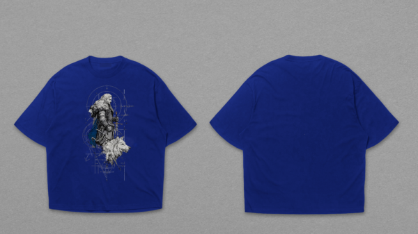 Nordic Warrior Wolf Graphic T-Shirt – Premium Cotton Drop Shoulder
