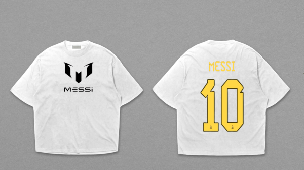 Messi 10 Front Logo & Back Print Dropshoulder T-Shirt