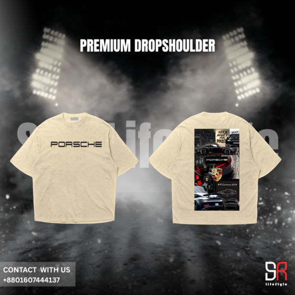 Porsche Typography Front & Collage Back Dropshoulder T-Shirt