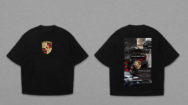 Porsche Crest Front & Collage Back Dropshoulder T-Shirt