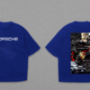 Porsche Typography Front & Collage Back Black Dropshoulder T-Shirt