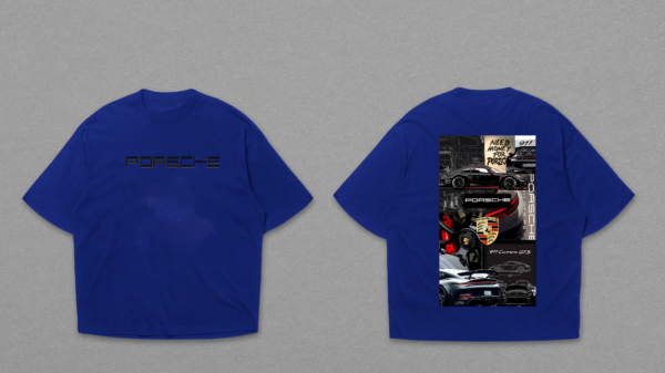 Porsche Typography Front & Collage Back Dropshoulder T-Shirt