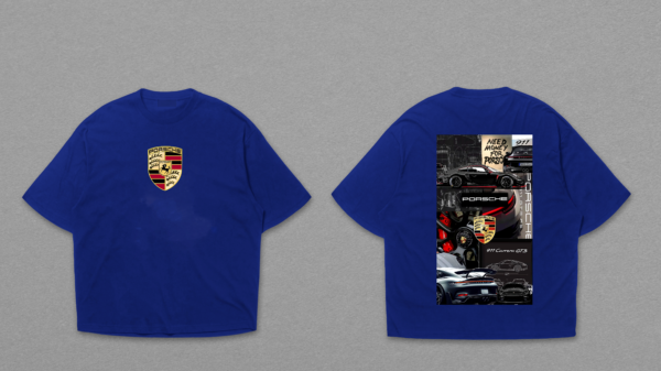 Porsche Crest Front & Collage Back Dropshoulder T-Shirt